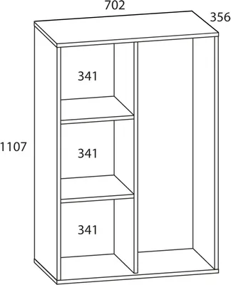 Immagine prodotto di Armadio scopa in legno | 4 scomparti | Armadio per la casa | Dimensioni: W. 70 x H. 111 x D. 38 cm | 2 porte girevoli – Lona L