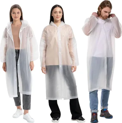 Produktbild von 3 Stück Regenponcho EVa Regenjacke mit Kaputze Wasserdicht Transparent Regencape Faltbar Regen Poncho Regenumhang Einheitsgröße Regenmantel Regenbekleidung für Fahrrad Erwachsene Herren Damen