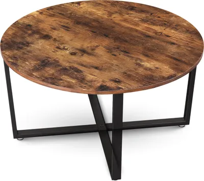 Produktbild von holz4home® Couchtisch Indie I Runder Wohnzimmertisch Ø88cm I Industrial-Look Braun I Vintagetisch Teetisch Vintage Sofatisch I Moderner Beistelltisch