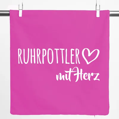 Produktbild von Huuraa Kissenbezug Ruhrpottler mit Herz 40x40cm Fuchsia Baumwolle Dekokissenbezug Geschenkidee