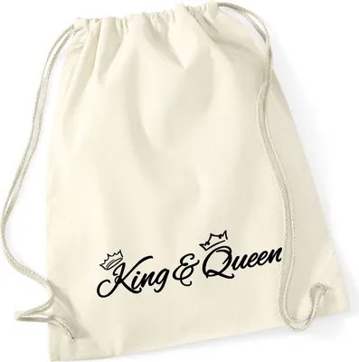 Produktbild von Huuraa Turnbeutel King & Queen Krone 12 Liter Natural Baumwolle Rucksack Geschenkidee