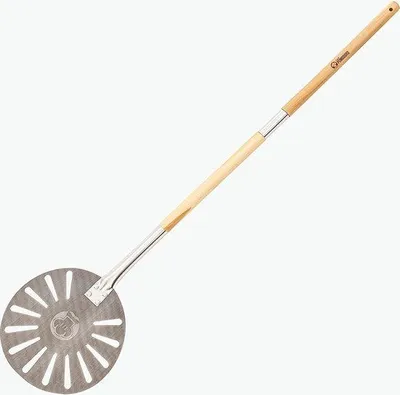 Obrázok produktu pre Kovová lopatka na pizzu s rukoväťou (dĺžka 120 cm) na použitie s kameňom na pizzu, na grile alebo v rúre