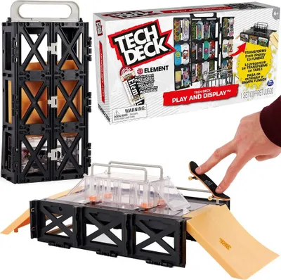 Produktbild von Tech Deck , Play and Display, wandelbares Rampenset und Transportbox mit exklusivem Fingerboard, Kinderspielzeug, Griffbrett-Set, 6 Jahr(e)
