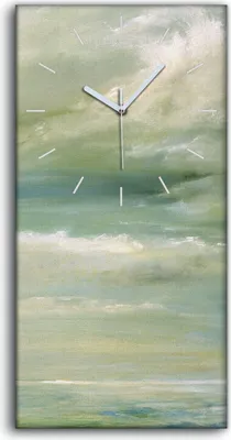 Produktbild von Leinwand Uhr Küche Wohnzimmer Bild 30x60 Gemälde Wolken Himmel Meereslandschaft - weiße Hände