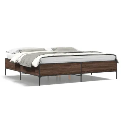 Produktbild von vidaXL Bettgestell Braun Eichen-Optik 180x200 cm Holzwerkstoff Metall
