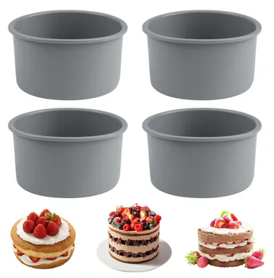4er Set runde Silikon-Backformen 10 cm antihaft