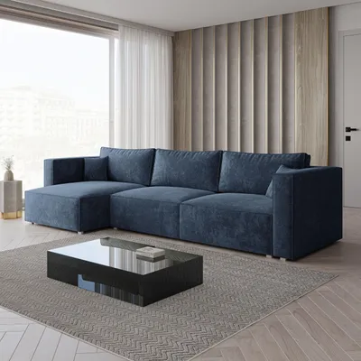 Produktbild von Masseno Ecksofa TOLMO LM mit Schlaffunktion L-Form, Sofa mit Bettkasten, Wohnzimmersofa, Couch, Soffa, Bettsofa, Couchgarnitur- Blau, LUMO 05