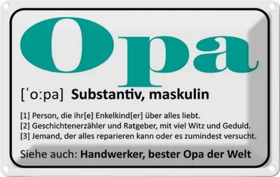 Produktbild von vianmo Blechschild 12x18 cm Opa Handwerker bester Welt Oma Spruch Zitat