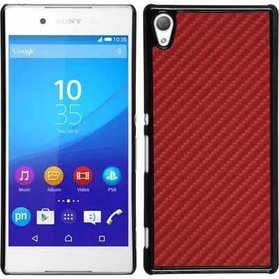 Produktbild von PhoneNatic Case kompatibel mit Sony Xperia Z3+ / Plus - Hülle rot Carbonoptik Hard-case + 2 Schutzfolien