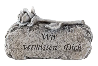 Produktbild von Grabdeko Wir vermissen Dich mit Rose aus Polyresin