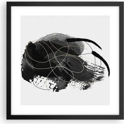 Produktbild von Gerahmtes Poster - Schwarzer Rahmen - Abstraktion Schwarz Flecken - 40x40 cm - Wand Bild - Wanddeko - Wandbilder - Kunstposter - Wandposter - Bilderrahmen - Bilder - Kunstdruck - P2BAC40x40-4368