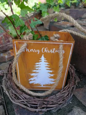 Produktbild von Edelrostoptik Dekotasche Merry Christmas