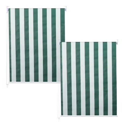 Produktbild von 2er-Set Rollo HWC-D52, Fensterrollo Seitenzugrollo Jalousie, 100x160cm Sonnenschutz blickdicht  grün/weiß