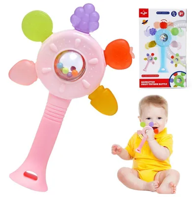 Productafbeelding van Siliconen rammelaar/greepbal | Sensorisch en motorisch speelgoed | Geschikt voor baby's van 0-12 maanden