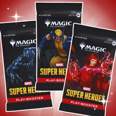 Productafbeelding van 3x Magic: The Gathering Marvel Super Heroes Booster Packs (Duits) – 3 booster packs met 42 kaarten elk + beschermende verzendverpakking van Heartforcards