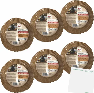 Produktbild von Backpapier für Heißluftfritteusen 6er Pack (6x Packung mit 25Stk, ⌀16cm) + usy Block