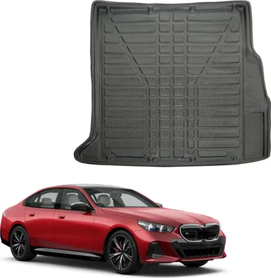 Produktbild von SCOUTT | Kofferraumwanne Laderaumwanne Kompatibel mit BMW I5 G-60 ab 2023, mit Hoher Rand, Kofferraum-Schutzmatte, Geriffelt, Aufrollbar, Schwarz