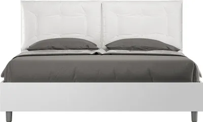 Produktbild von ITYHOME - Bett ohne Lattenrost 160x200 Esche weiß Kopfteilkissen mit Kunstlederbezug Weiß Egos Annalisa