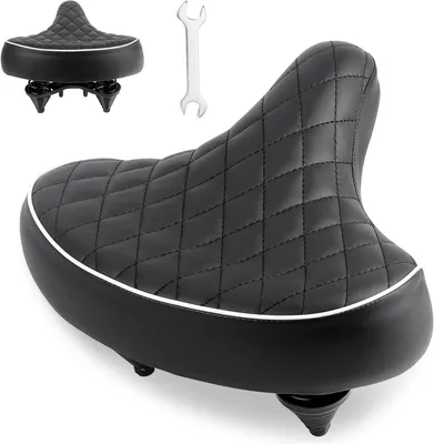 Image de Selle de vélo Confort - Assise ergonomique - Idéale pour les longues randonnées à vélo - Imperméable et respirante - 26 x 27 cm - Noir