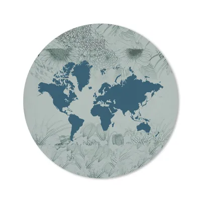 Produktbild von MuchoWow® Mauspad Mousepad Weltkarte - Blau - Blume 20x20 cm - Mousepads - Maus Mat - Pad - Mausunterlage - Schreibtischmatte