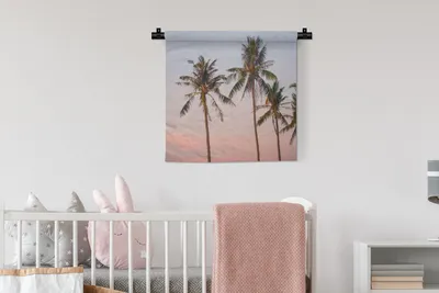 Produktbild von MuchoWow® Wandteppich Wandbehang Tropisch - Palmen - Sonnenuntergang 60x60 cm Tapisserie Dekoration Wandtuch - Dekorationen - Wand Decke