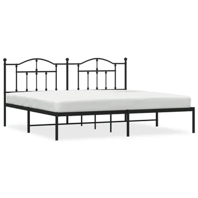 Produktbild von Bettgestell mit Kopfteil Metall Schwarz 193x203 cm