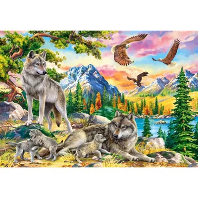 Produktbild von Castorland Puzzle Wolfsfamilie und Adler - 1000 Teile Legespiel