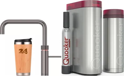 Immagine prodotto di "QUOOKER FUSION SQUARE bocca fissa Gunmetal PVD VAQ PRO3 con CUBE 2 Il rubinetto che può fare tutto! (3FSGMECUBE)" Rubinetto per acqua bollente a 100°C