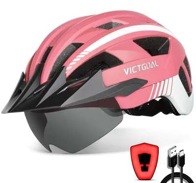 Produktbild von VICTGOAL Fahrradhelm Herren Damen mit Visier, USB Rücklicht, Magnetbrille
