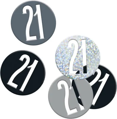 Produktbild von Konfetti schwarz & silber Zahl 21