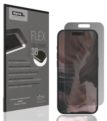 Produktbild von Full Cover Privacy Blickschutzfolie für Apple iPhone 15 Pro Folie Anti-Shock