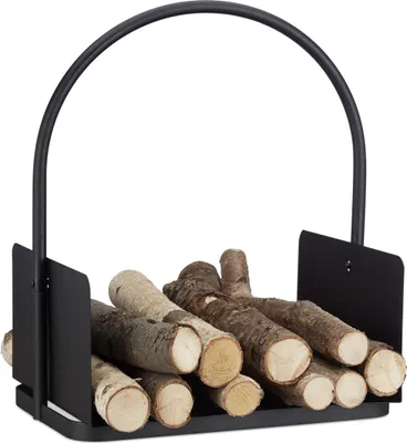 Produktbild von relaxdays Koš na palivové dřevo černý 40,0 x 30,0 x 46,0 cm