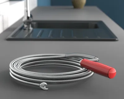 Produktbild von KIRCHHOFF Rohrreinigungsspirale als effektiver Rohrreiniger, Chemielose Rohrreinigung mit 5m Abflussspirale, Abflussreiniger
