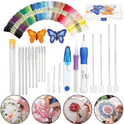 Produktbild von Magie,DIY,Stickerei,Stift,Stricken,Nähen,Werkzeug,Kit,Punch,Nadel,Set,mit,50,Themen,Kunststoff,+,Stahl,Hause,Dekoration,Ornamente