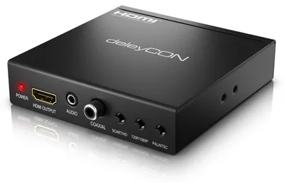 Produktbild von deleyCON Audio Konverter mit Extractor - Eingang: SCART + HDMI, Ausgang: Koaxial + 3,5mm Klinke + HDMI - Schwarz