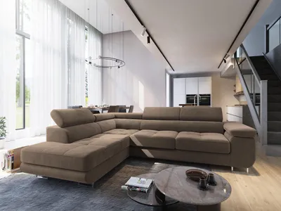 Zdjęcie produktu dla Narożnik Masseno SELVA L-S z funkcją spania w kształcie litery L, sofa z pojemnikiem na pościel, sofa do salonu, kanapa, sofa, sofa z funkcją spania,