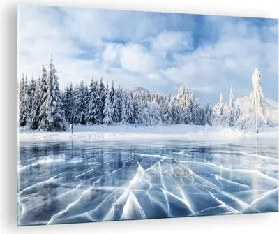 Produktbild von Bilder auf glas - Einteilig - Wald Eis See - 70x50cm - Glasbilder - Wandbilder - Bilder - Kunstdruck - zum Aufhängen bereit - Wanddekoration aus Glas - Glas Bilder - Wandbild auf Glas - GAA70x50-4181