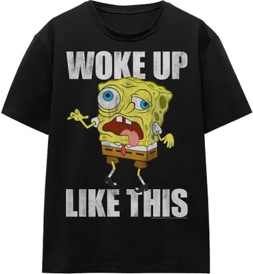 Produktbild von SpongeBob SquarePants - "Woke Up Like This Meme" T-Shirt für Herren/Damen Uni TV16028 (L) (Schwarz)