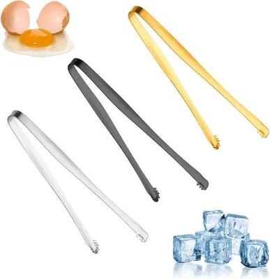 Produktbild von Multifunktionales Küchenwerkzeug - RVS - 3-teiliger Satz - IJsblokjesklem - Getandenes Membranentferner - Eierschaalfragmententfernerstang - 15 cm