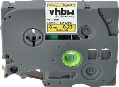Produktbild von vhbw Schriftband-Kassette kompatibel mit Brother PT 2470, 2460, 2450, 2400, 220, 200-Serie, 2000-Serie Etiketten-Drucker 8m x 6mm Schwarz auf Gelb