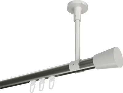 Produktbild von Interdeco Innenlaufstange / Gardinenstange mit Innenlauf Edelstahl-Optik / Weiß, Typ Sonette Sitra (Konus) Deckenmontage, 20 mm Ø 1-läufig, 600 cm