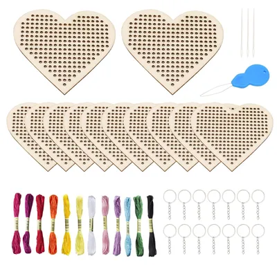Imagen del producto de Kit de bordado para niños - 12 piezas, incluye un kit de punto de cruz con un llavero