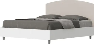 Produktbild von ITYHOME - Bett mit Lattenrost 160x200 Bettgestell Esche weiß Bett-Kopfteil mit Kunstlederbezug Taubengrau Antilia