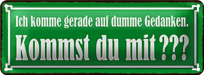 Produktbild von Blechschild Spruch 27x10cm kommst du mit auf dumme Gedanken Dekoration