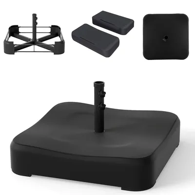 Produktbild von KOMFOTTEU Sonnenschirmständer mit Schutzhülle, Schirmständer befüllbar mit Sandsäcke, quadratischer Marktschirmständer für Schirmstangen von 48 mm, Schirmgewicht für Ampelschirme & Terrassenschirme, Schwarz