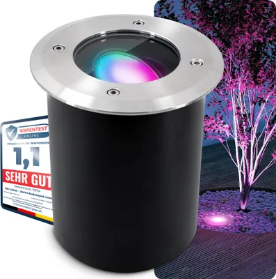 Produktbild von SSC-LUXon JUAVI Bodeneinbaustrahler aussen schwenkbar - mit Smart GU10 WLAN CCT RGB - Bodenspot befahrbar kompatibel mit Alexa, Siri & Google