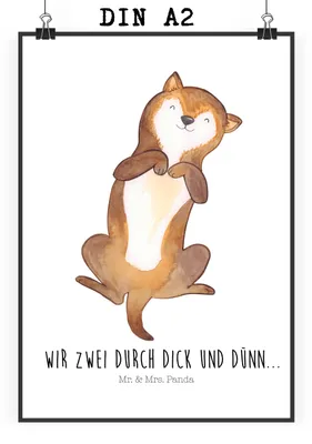 Produktbild von Mr. & Mrs. Panda Bild Hund Streicheln DIN A2 - Weiß - Geschenk, Plakat, Wandbild, Süß, drucke, wanddeko, Sprüche, Bester Freund, Hunde, Bauch, Deko