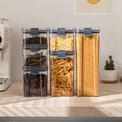 Produktbild von CRELIV Vorratsdosen 6 Stück, Luftdicht & Stapelbar, Aufbewahrungsdose, BPA Frei, Vorratsbehälter, Frischhaltedosen, Müsli Schüttdose, Aufbewahrungsbox aus Plastik Mit Deckel, Vorratsgläser