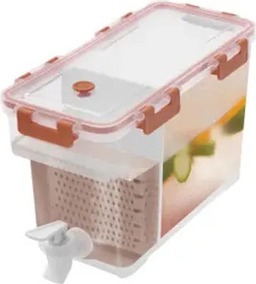 Produktbild von 3,5L Kunststoff Getränkespender mit Zapfhahn Trennwand für Kühlschrank (orange)