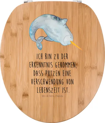 Produktbild von Mr. & Mrs. Panda WC Deckel Narwal - Transparent - Geschenk, klo, Sitz, Meer, Hausfrau, Wal, WC-Sitz, Putzen, Toilettendeckel, Klodeckel, Brille, Kinderzimmer, Aufräumen